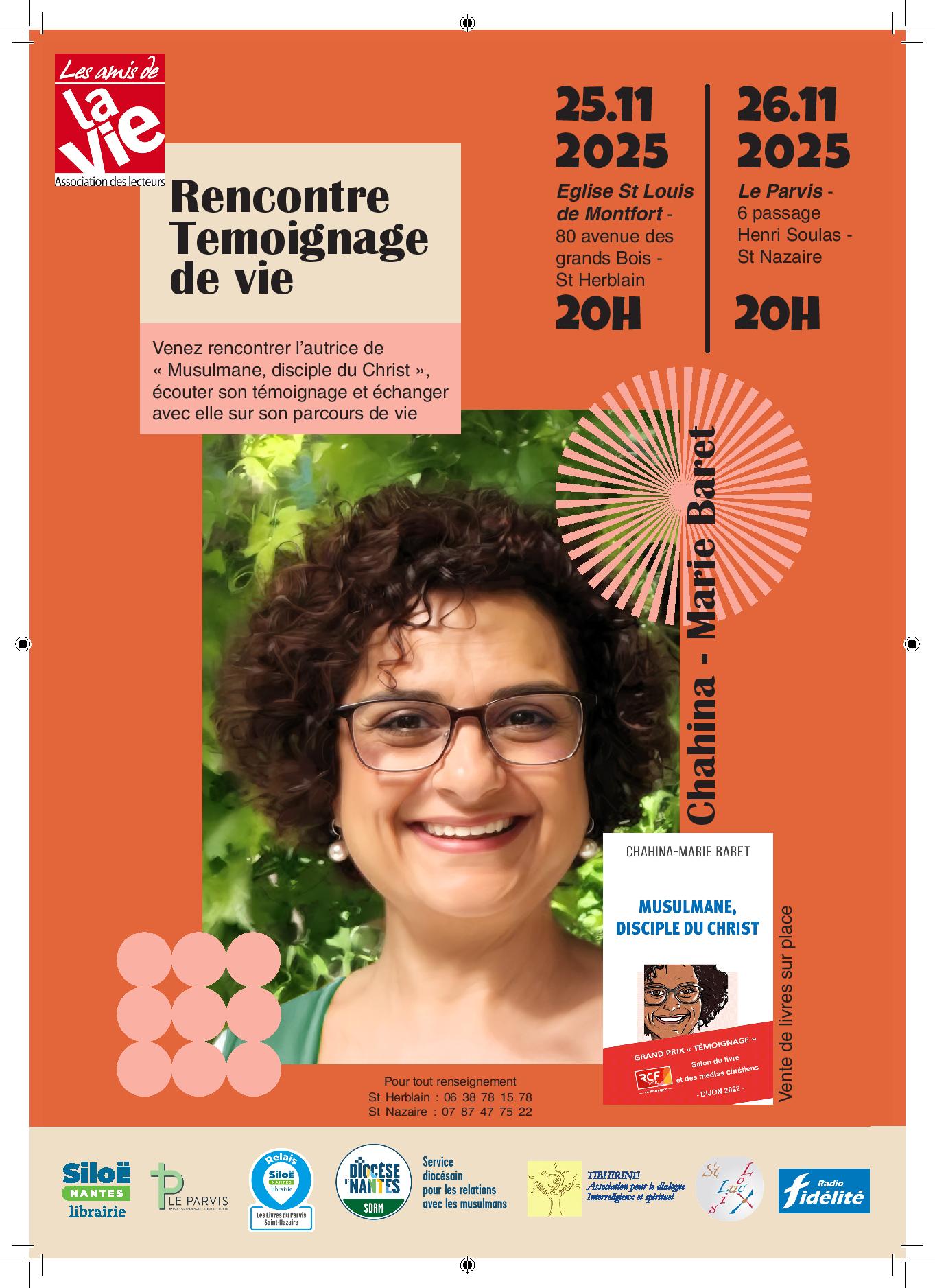 26 novembre au Parvis : Rencontre, témoignage de vie : Musulmane, disciple du Christ