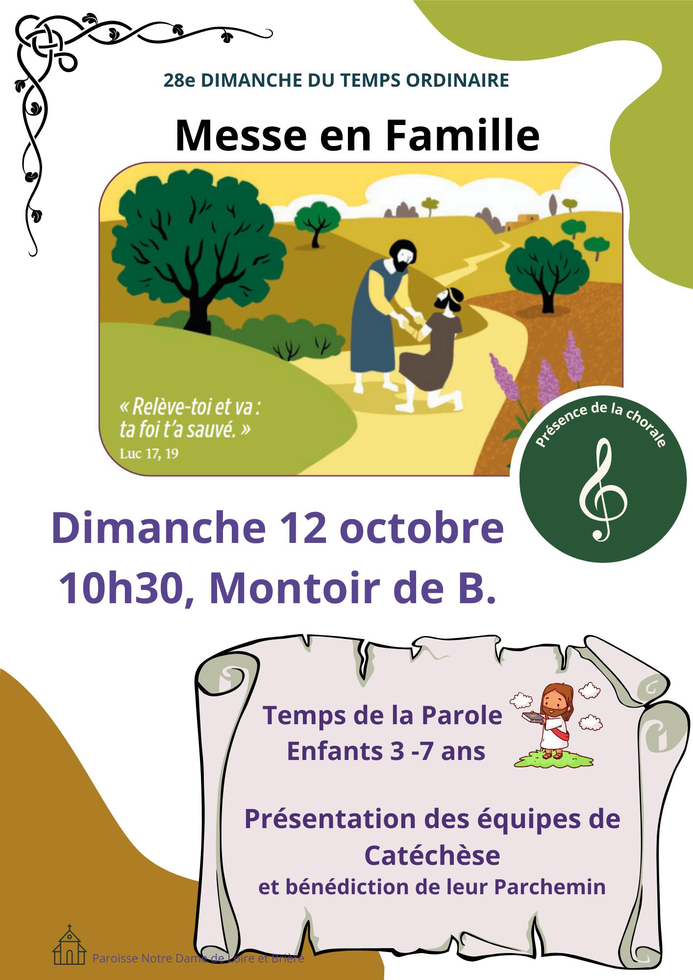 Messe en famille le 12 octobre