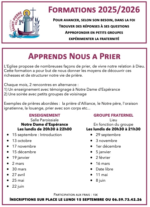 Formations 2025/2026 St Pierre des Eaux