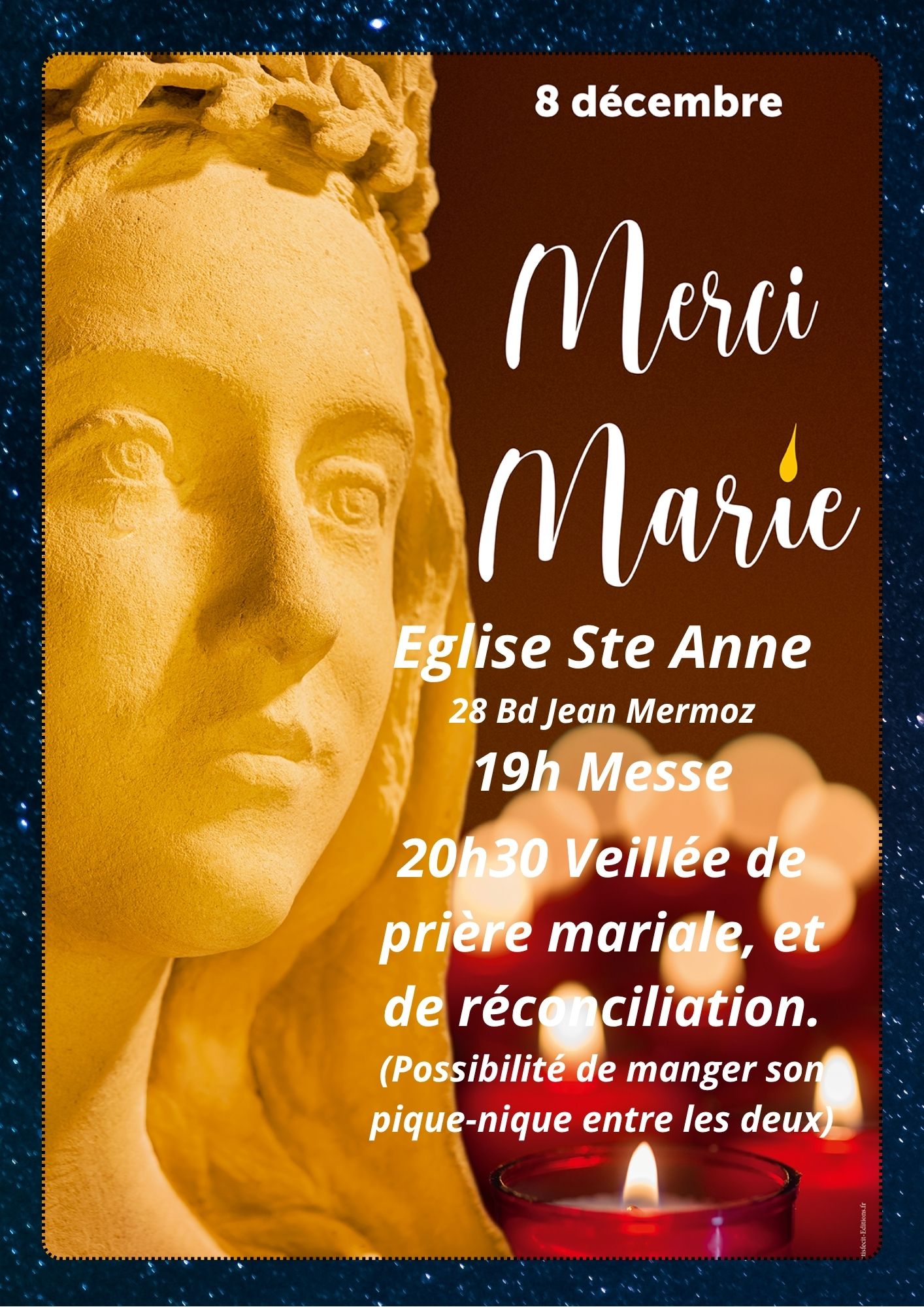 8 décembre : Messe et veillée de prière mariale et de réconciliation