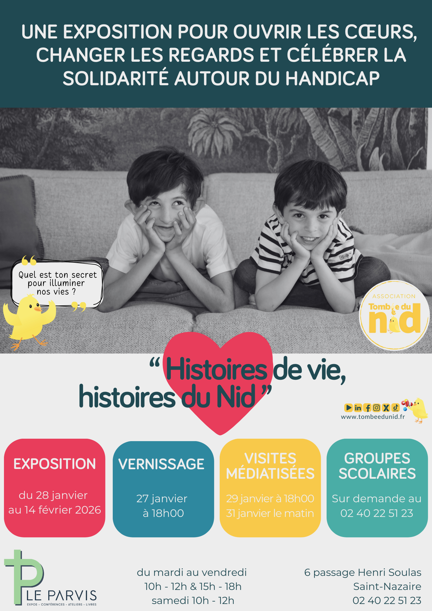 Exposition au Parvis : Histoire de vie, histoires du Nid du 28 janvier au 14 février