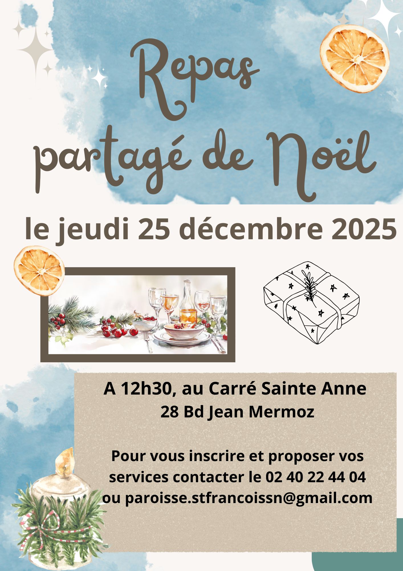 25 décembre : Repas partagé de Noël