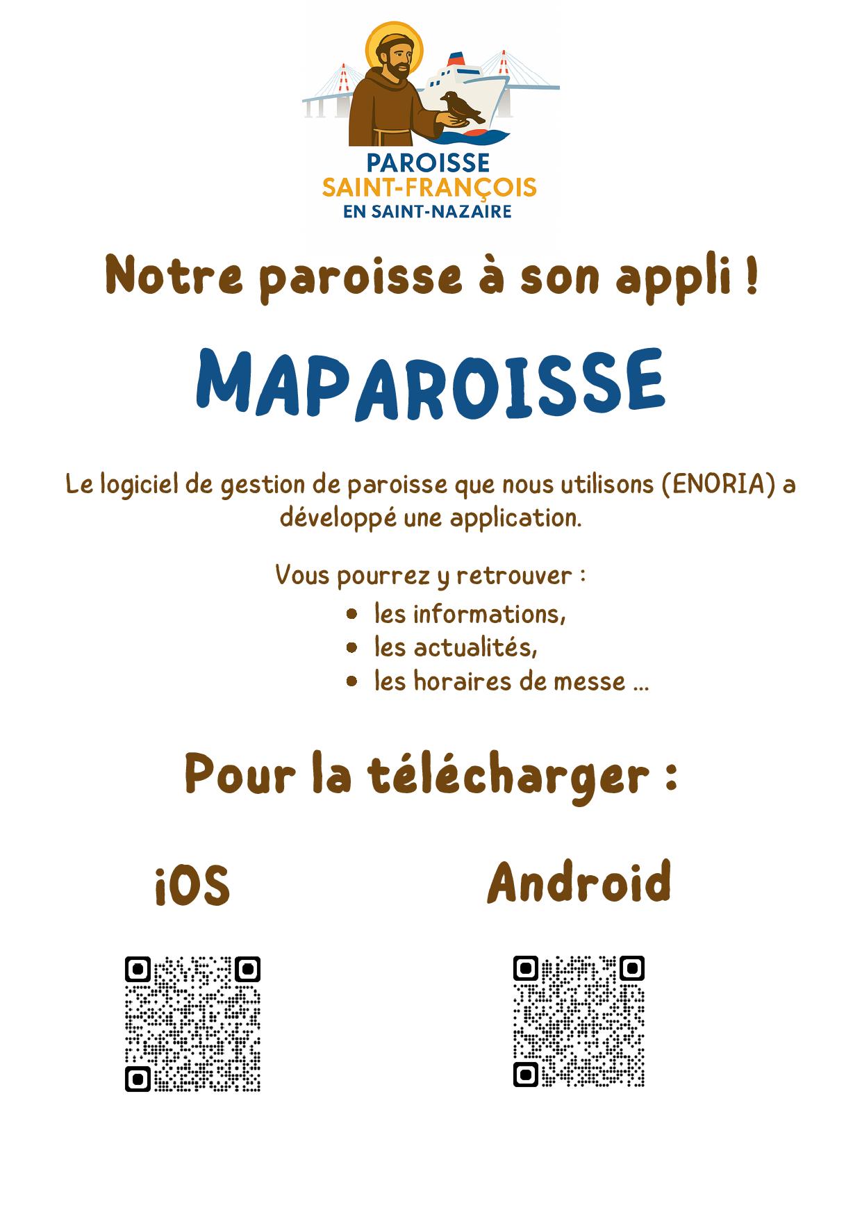 Une appli paroissiale : Maparoisse