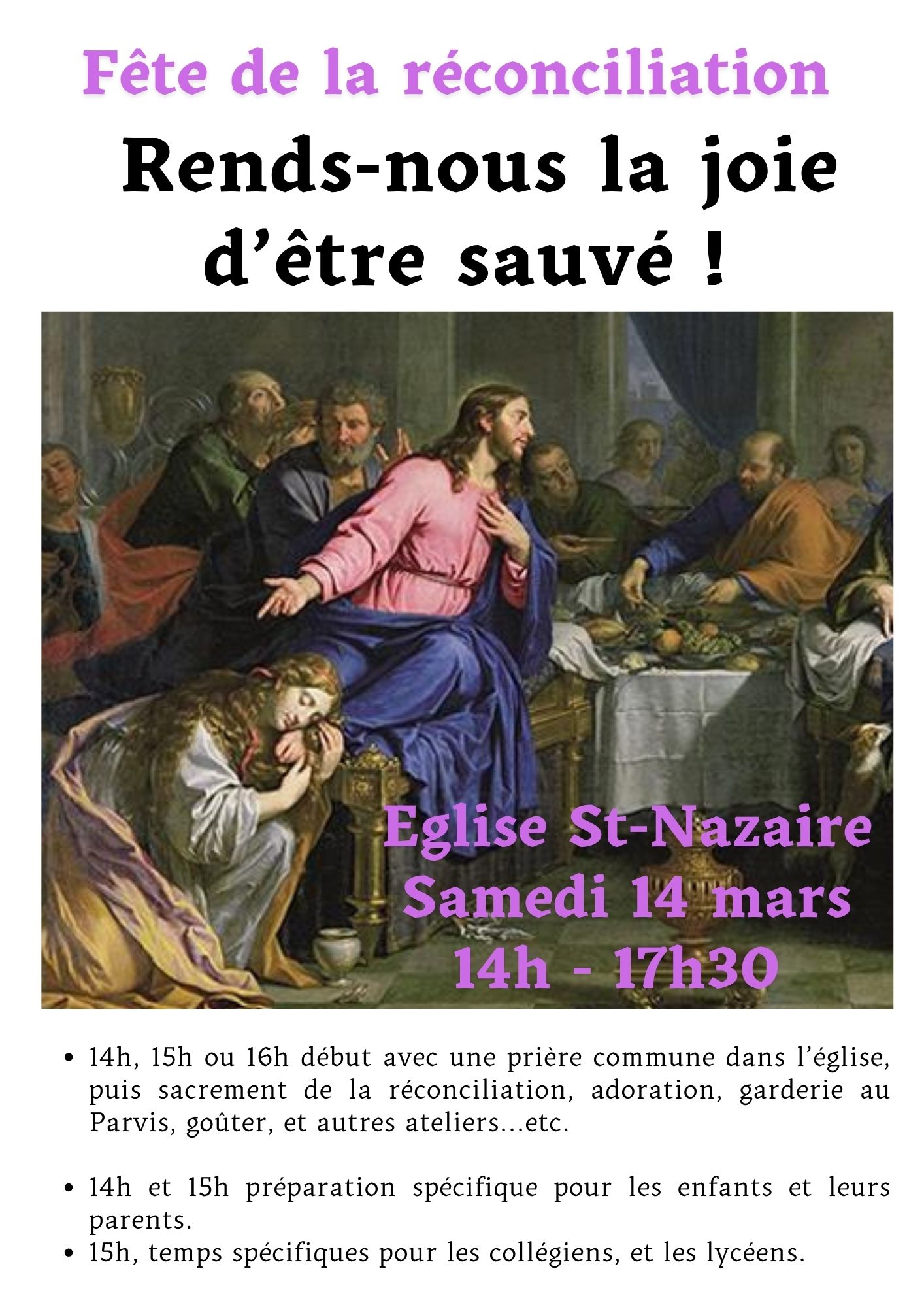 14 mars : Fête de la réconciliation