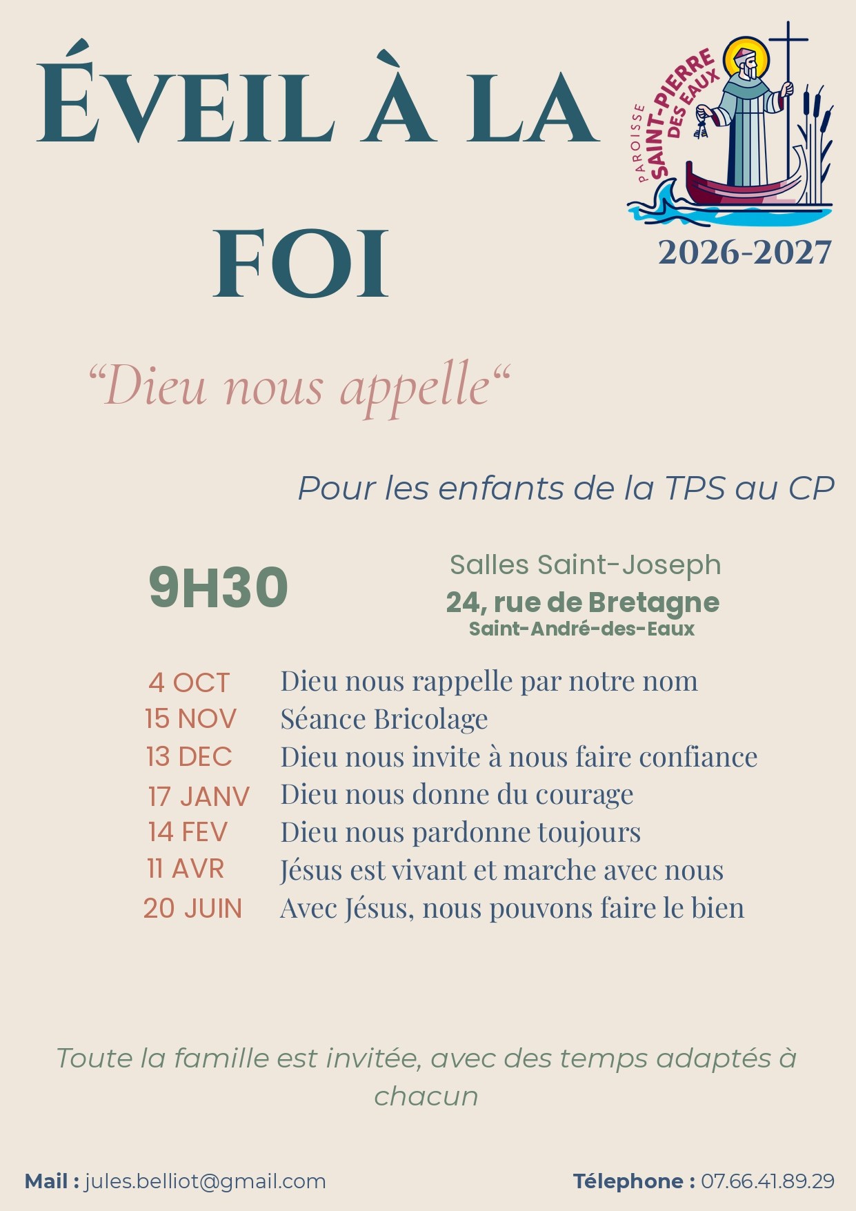 Affiche « Éveil à la foi 2026-2027 – Dieu nous appelle »