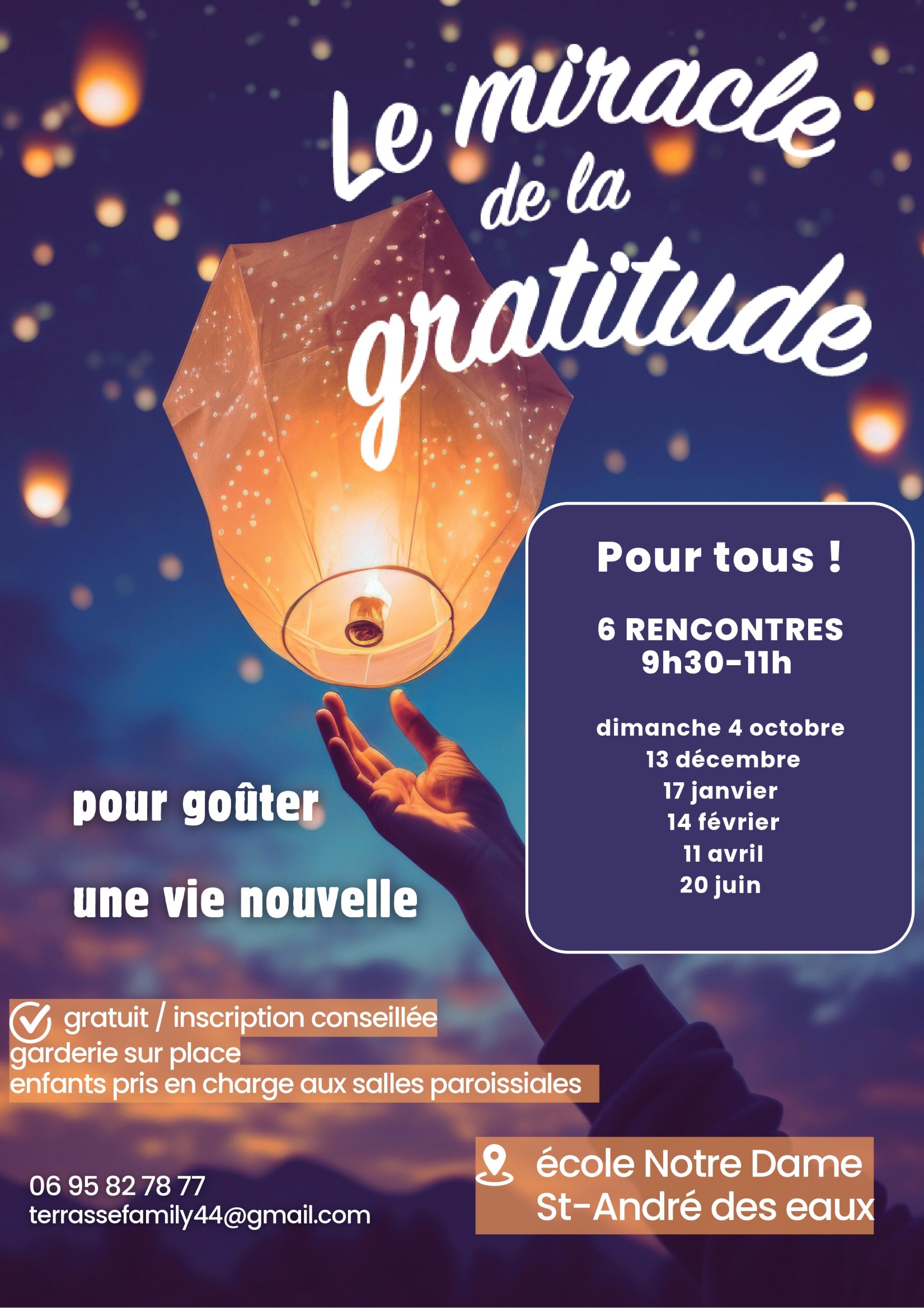 Affiche « Le miracle de la gratitude » : lanterne lumineuse dans le ciel